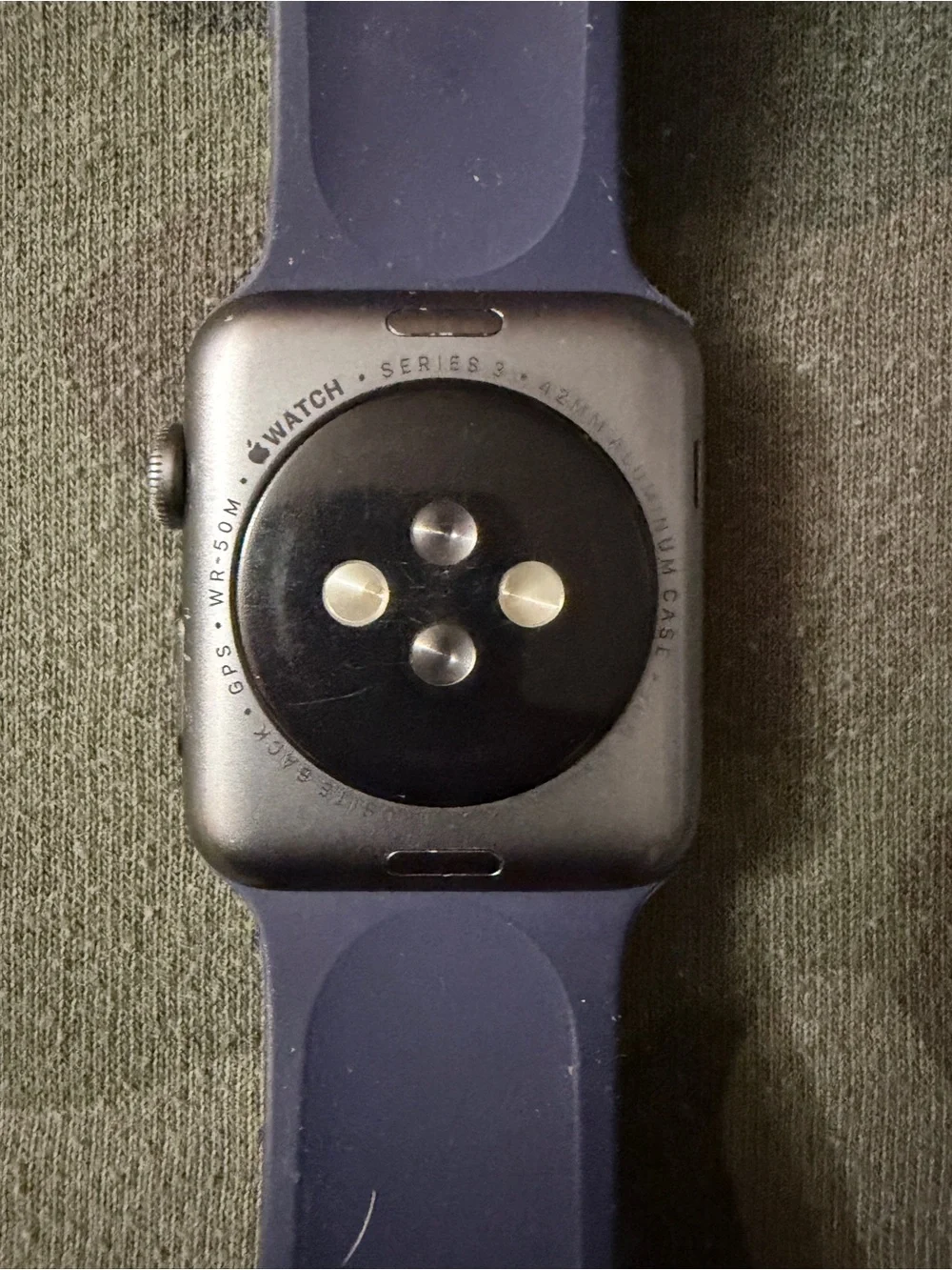 Apple Watch with Dark Blue Silicone Sport Band - Apple